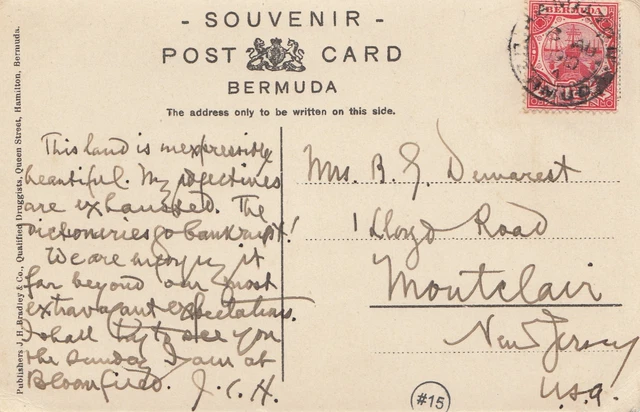 Bermuda: 1910: Post Porto Card To New Jersey