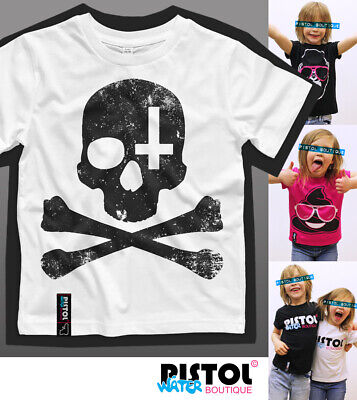 Acqua Pistol Boutique Bambini Ragazzi Ragazze Teschio Ossa Croce T-Shirt