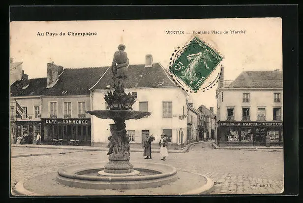 CPA Vertus, Fontaine Place du Marche 1908