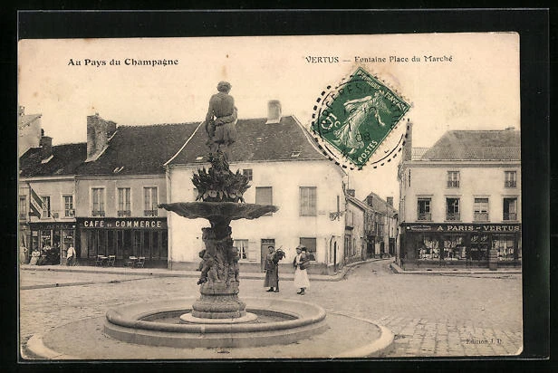 CPA Vertus, Fontaine Place du Marche 1908
