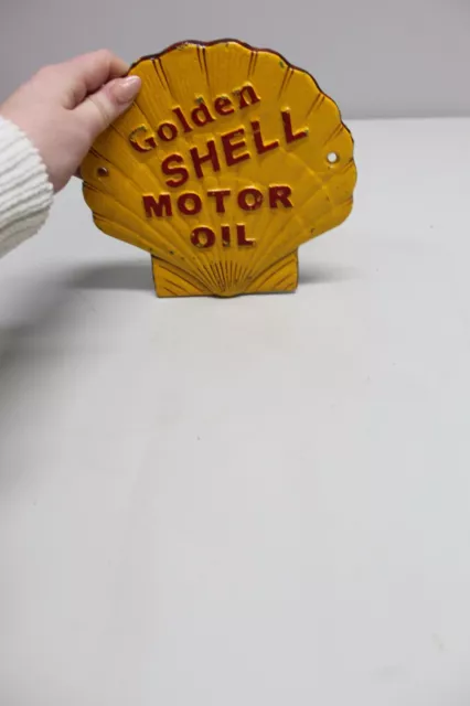 Cast Iron Golden Shell Motor Oil Sign