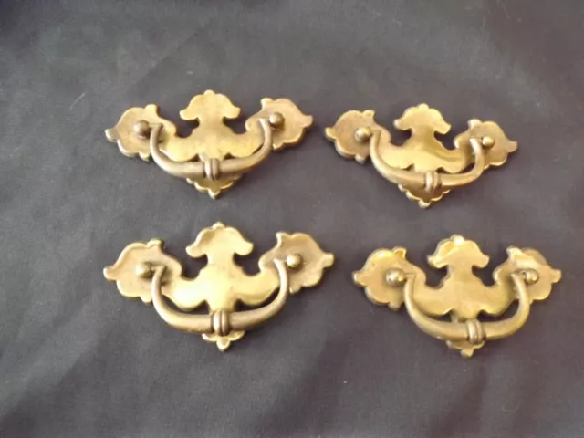 4 vtg KBC BRASS DRAWER HANDLES N2779 w/ bail pulls KEELER BRASS CO.