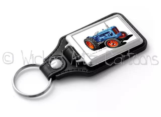 WickedKarz Cartoon Car Art Fordson Major Tractor in Blue Stylish Key Ring