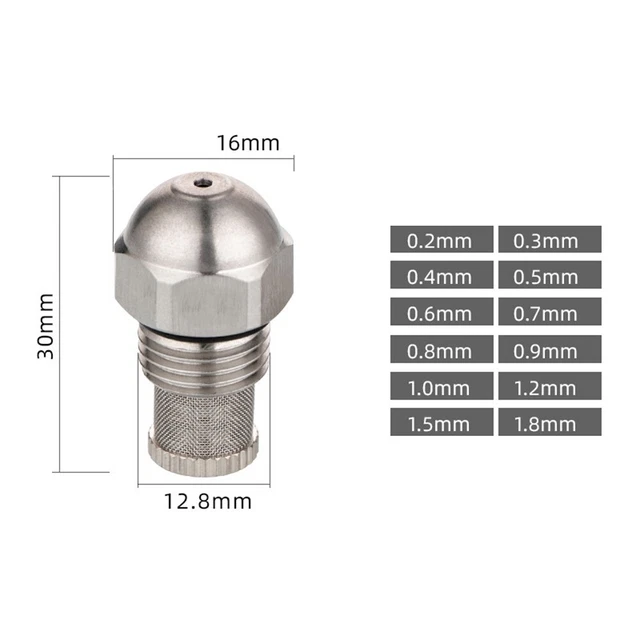 Boquilla de niebla de acero inoxidable 0 3 1 5 mm diámetro 1/4BSPT rosca niebla pulverizadora fina