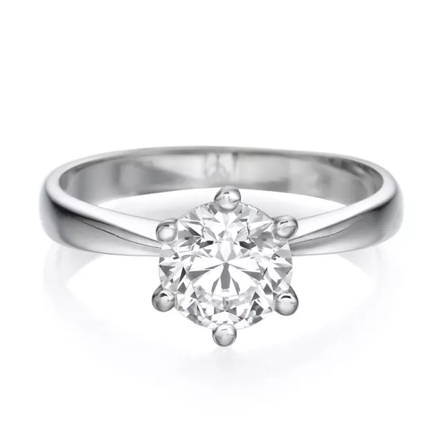 1 1/4 Carat Elegant Round Cut Diamond Engagement Ring F/SI1 14K White Gold