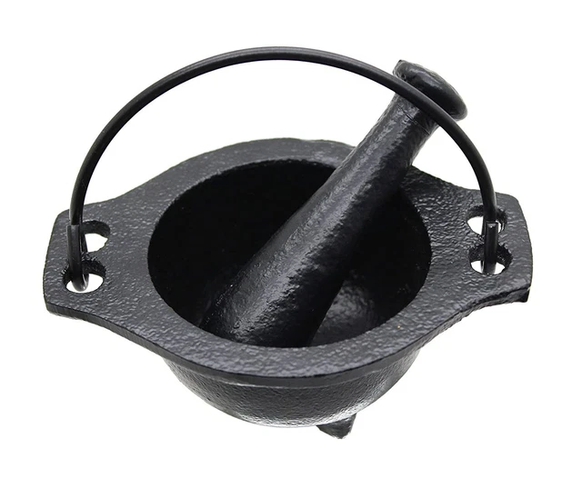 Cast Iron Cauldron Mortar and Pestle Set