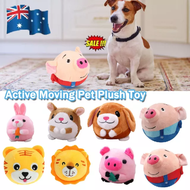 AU Puppy Ball Active Moving Pet Plush Toy Singing Dog Chewing Squeaker Plush Toy