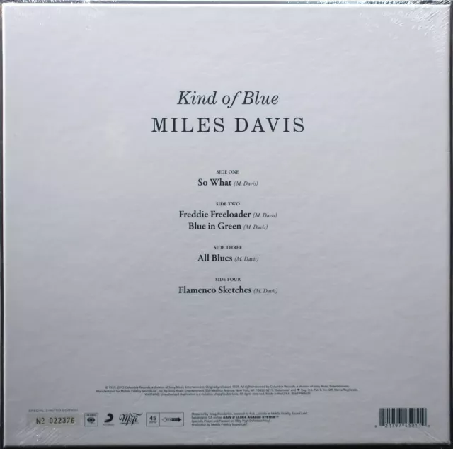 MILES DAVIS 'Kind Of Blue' Audiophile MFSL 45rpm 180g Vinyl 2LP BOX SEALED 2