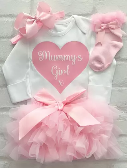 NEW Mummy's Girl Baby Girls Frilly Tutu Knickers Outfit Baby Pink With Socks