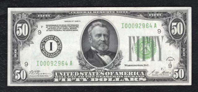 Fr. 2101-I 1928-A $50 Frn Federal Reserve Note Minneapolis, Mn Very Fine+