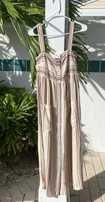 Zara NWT Jr Wom XS Sexy Maxi Viscose Selvage Linen 13-Abelone Button Sun Dress