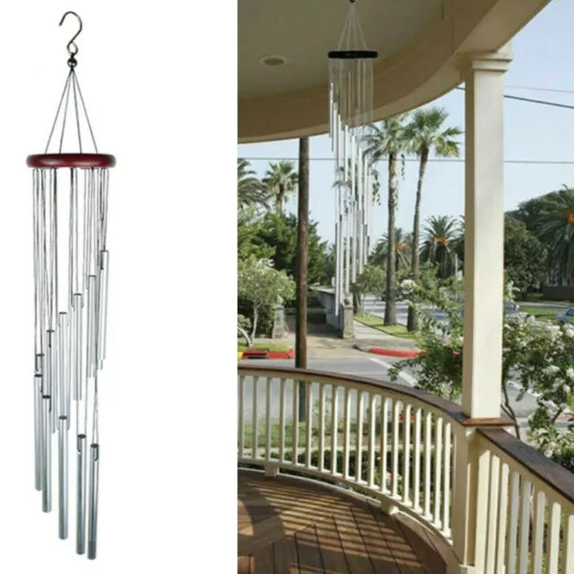 12 Tubes Métal Wind Chime Vent Carillon Vent Harpe Feng Shui Maison Jardin Décor