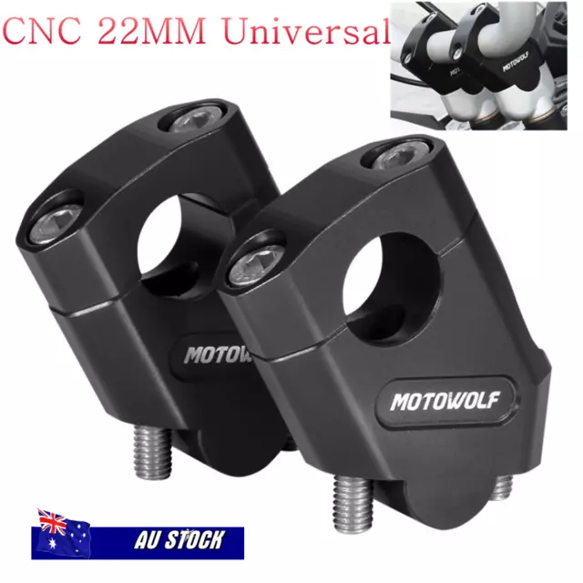 Anodized CNC Motorcycle Handlebar Riser Mount Clamp For 22mm 7/8" Bars Clamp