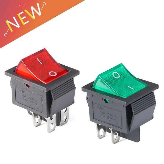 2 Position Red Light Rocker Switch 16A/250V KCD4-20 4 Pin ON/OFF Toggle Switches