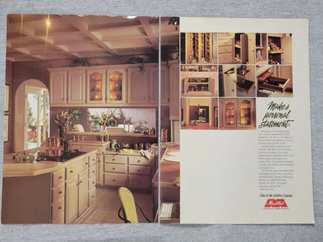 1990 Magazine Advertisement Page Merillat Kitchen Cabinetry Vintage Print Ad