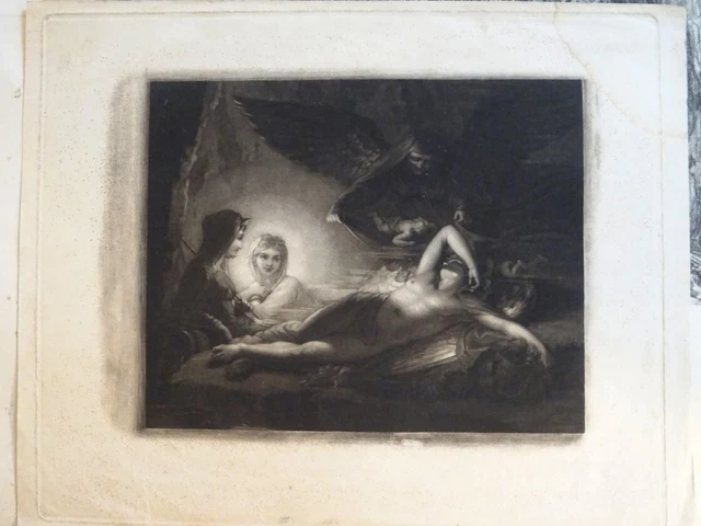 Rare Gravure Xviii Aquatinte Curieuse Scene Neoclassique Ange Clair Obscur 1780