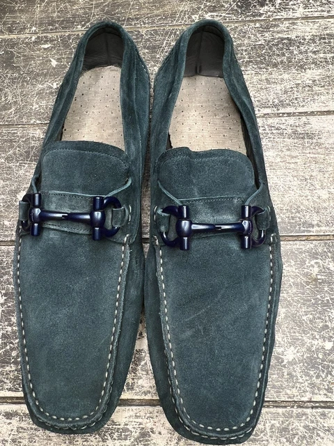 SALVATORE FERRAGAMO PARIGI Driving Shoes Teal Suede Bit Loafers Size 12 EE EUR 113 44 PicClick ES