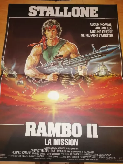 Cinema Affiche Film Rambo Ii La Mission Sylvester Stallone 1985 40X60 Tbe