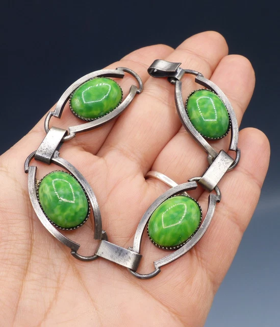 Bracelet Vintage Années 50-60 Signé Andrée Bazot – Cuivre émaillé Et Pâte De Verre, état Impeccable
