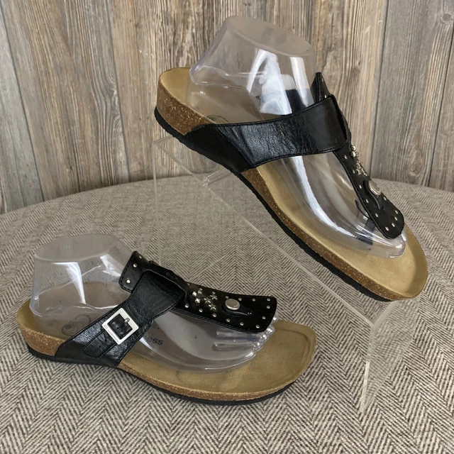 Euro Wellness Balance Sandals Women's Size 9 Black*Beige Cork Molded Insole