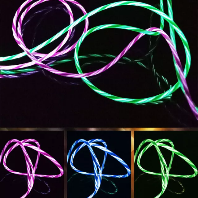 LED flowing Light Up USB Sync Type-C For iPhone Charger Data Cable Charging Cord