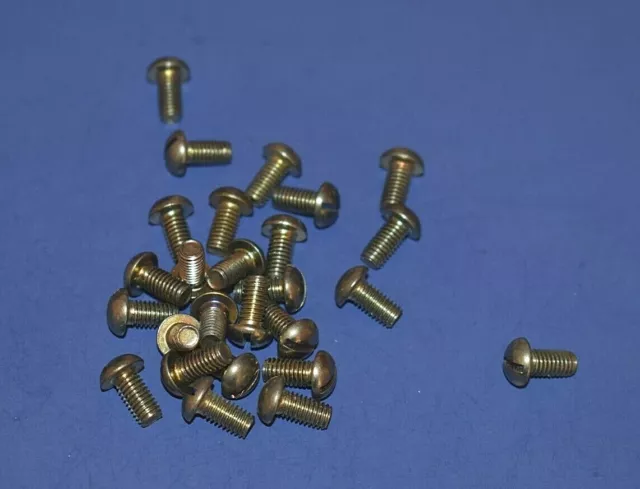 QTY 25 10-32 x 3/8" Slotted Round Head Plated Brass Machine Screws Bolts