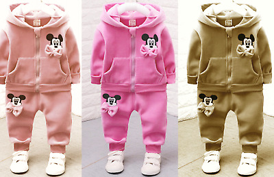 Baby Tracksuit Girls Kids Hooded Tops Pants Set Outfits Minnie Mouse Outfit Sets