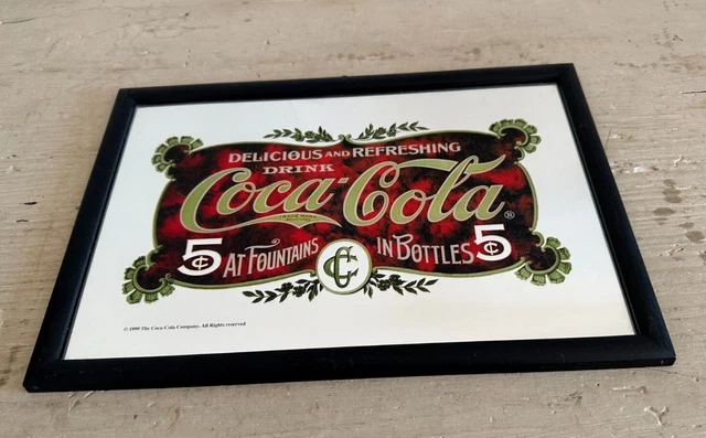 Quadro a Specchio  Coca Cola Vintage, Delicious and Refreshing, Drink Anni 90