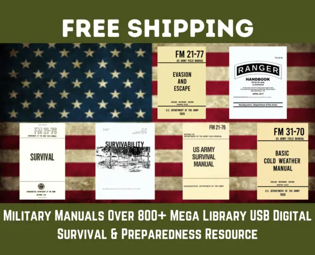 Military Manuals Survival 800+ Mega Library USB Digital Survival - Free Shipping