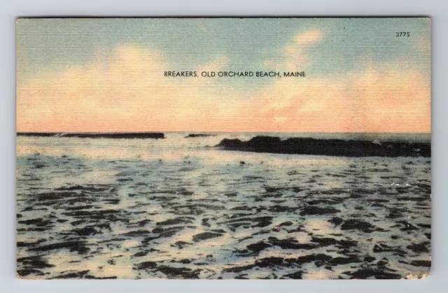 Old Orchard Beach ME-Maine, Breakers Ocean, Antique, Vintage c1948 Postcard