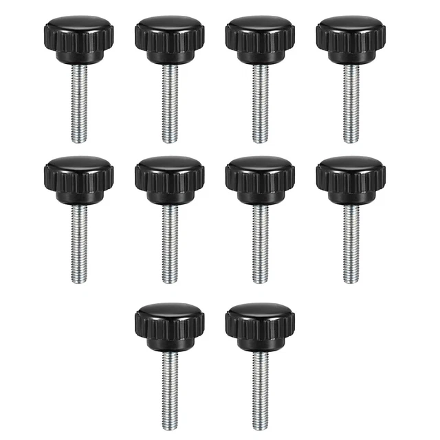 M5x25mm, filetage mâle Collier moleté Poignée Bouton visser tête rond type 10pc