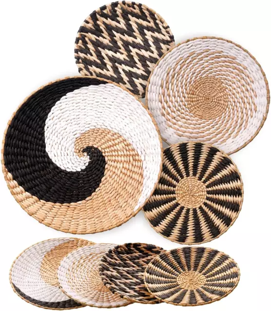 Hanging Woven Wall Basket Boho Living Room Decor Set 4  Handmade round Baskets