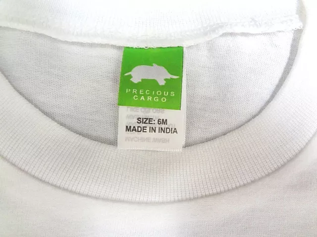 PRECIOUS CARGO Infant 100% Cotton T-Shirt WHITE Baby Tee~SET of 2~Sz 6 mo~ NWOT 3