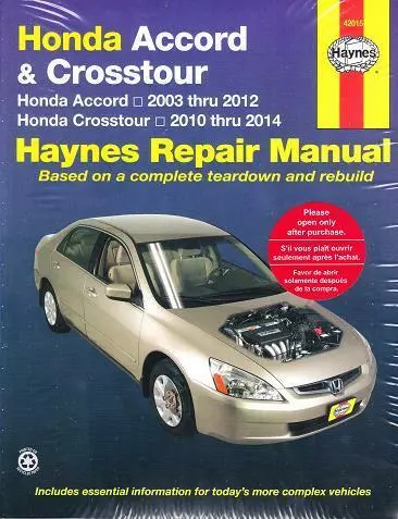 2003-2012 Honda Accord & 2010-2014 Crosstour Haynes Repair Service Manual 1812