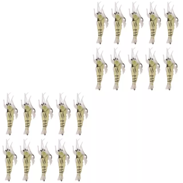 20 Pcs Fishing Lures Saltwater Artificial Shrimp Soft Squid Type