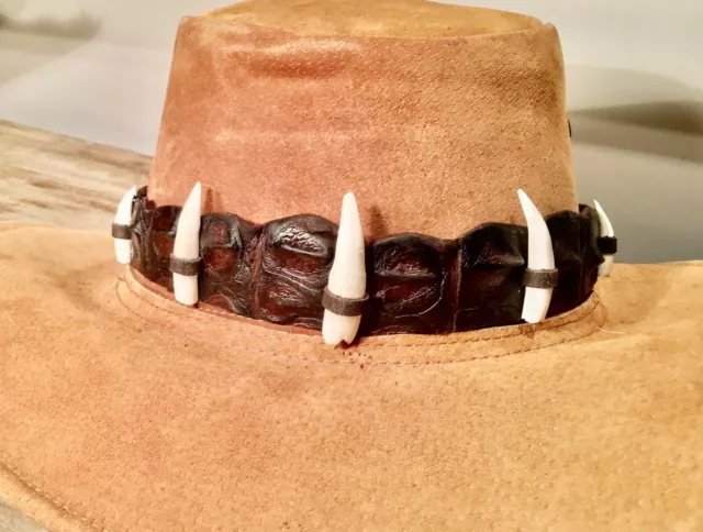 Hat band all hats Australian made Genuine  Crocodile leather  5 TEETH HAT EXTRA