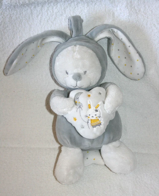 Max Et Sax Doudou Peluche Musical Ours Deguise Lapin Gris Blanc Lune Etoile Kom9