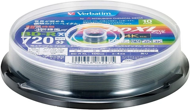 Verbatim Bar Bay Tum 1 time Recording Blu-ray Disc BD-R XL 100GB 10 pieces