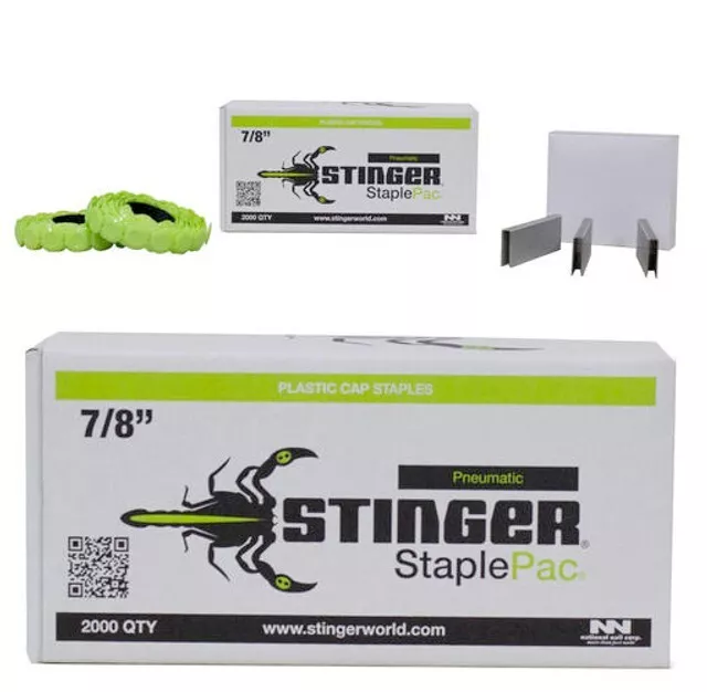 Stinger 7/8” 22MM StaplePac Caps and Staples (2000 Qty) 18GA