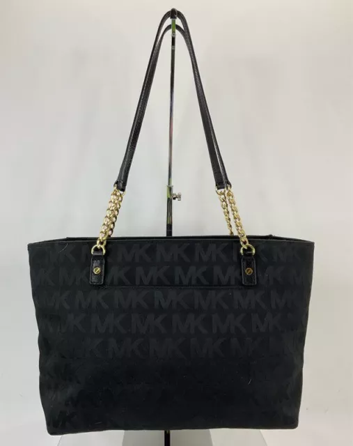 MICHAEL Michael Kors Black Signature Jacquard Chain Link Tote Handbag 2