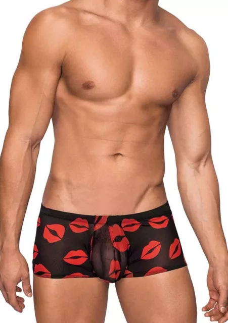 Boxer pantaloncini trasparenti Kiss S - XL designer pantaloni sexy eleganti baci caldi
