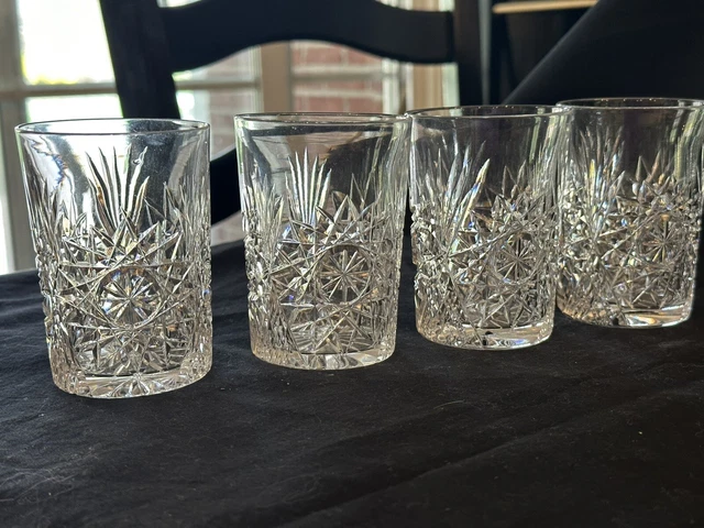 4 Drink Juice Whiskey Tumbler 4" American Brilliant ABP Cut Glass Crystal