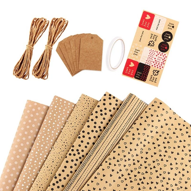 Kraft Gift Wrapping, Birtay Wrapping, 6 fogli Kraft marrone Wrapping con2367
