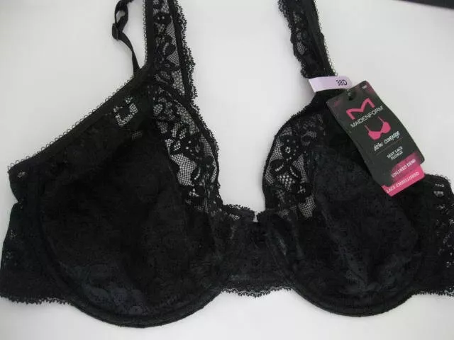 Maidenform Demi Coverage Lace Embellished 16D black bra Style YXXY Rrp $60