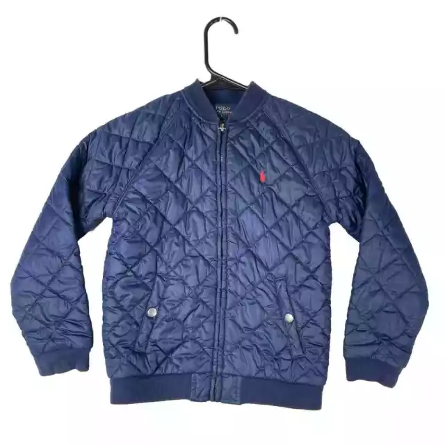 Polo Ralph Lauren Kids Quilted Jacket Coat Blue Size 7 Classic Children Preppy