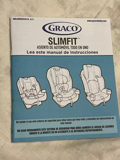 Graco Slimfit  Car Seat  replacement instructions, manual ONLY