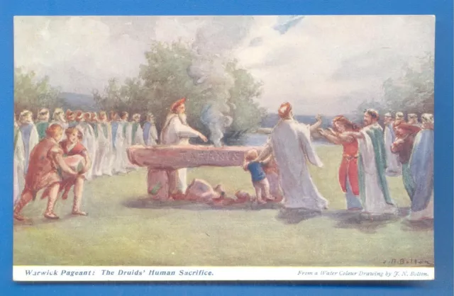 Warwick Pageant.the Druids Human Sacrifice.postcard By J.n.bolton