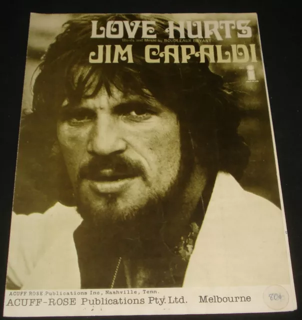 JIM CAPALDI  Traffic - LOVE HURTS  1975 SHEET MUSIC -  1970s Rock