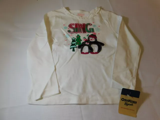 Oshkosh B ' Gosh Ragazzi 4T Neonato Camicia a Manica Lunga Sing Pinguino Nwt 4