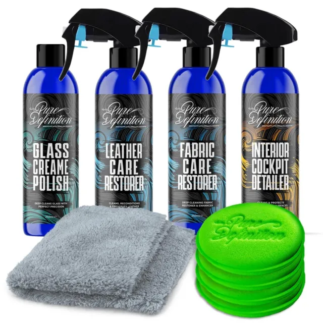 Car Interior Cleaning Kit Glass Leather Fabric Cleaner Detail Pure Definition